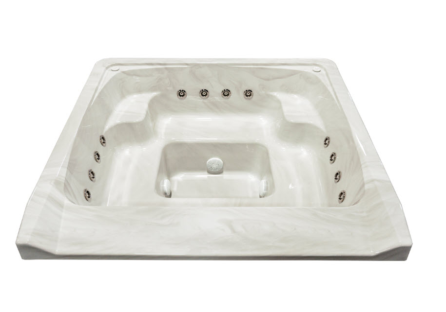 7' x 7' Square Oasis Vanishing Edge Spillover Spa with 12 Jets Alps - Sterling Marble